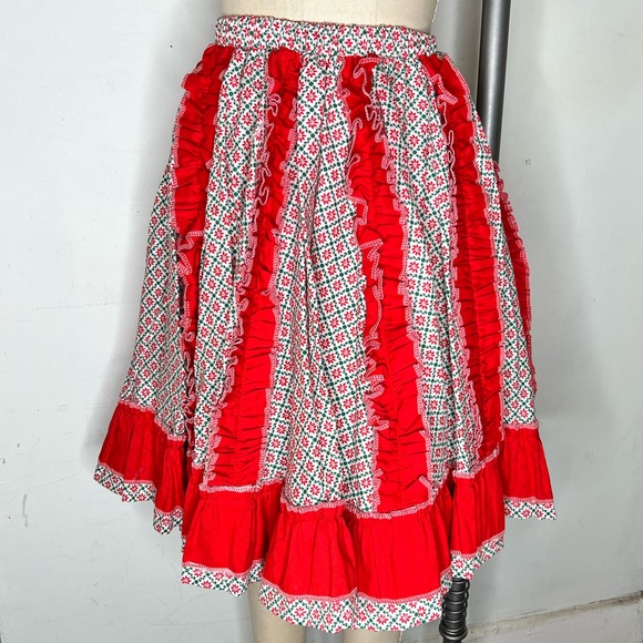 Vintage Holiday Holly Dancing skirt prairie cottagecore lolita dolly Holiday S - Picture 2 of 6